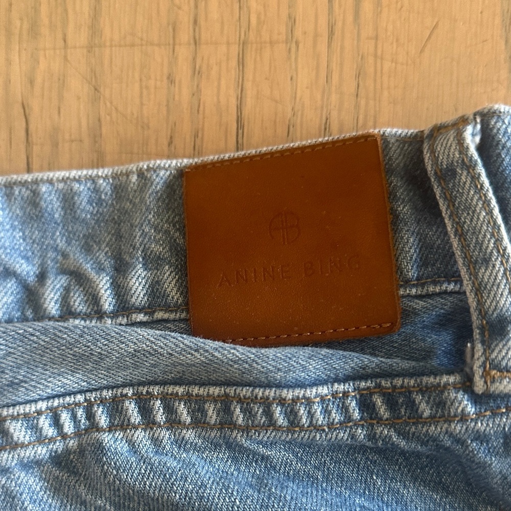 Anine Bing Wide Leg Blue Denim Jeans with Branded Waist Label - Picture 7 of 8